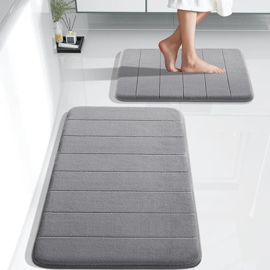 2pc Memory Foam Bathmats Set Absorbent, Non-Slip, Quick Dry Comfort