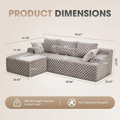 Modular L-Shaped 3-Seat Sectional Deep Seating Sofa