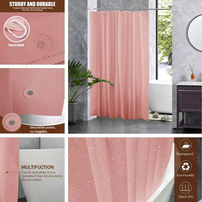 Clear Shower Liner PEVA / Waterproof/ Mould Proof with Hooks