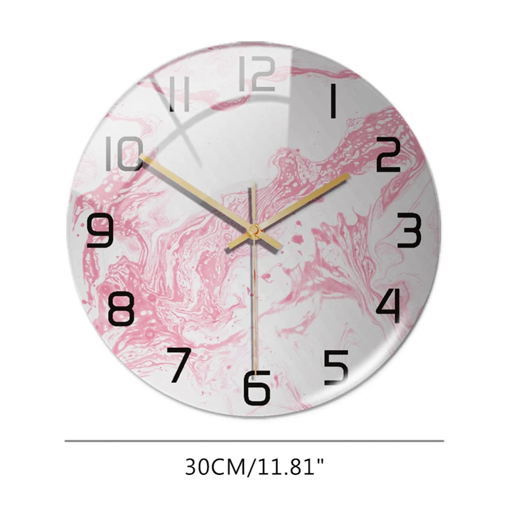 Luxury 3D Acrylic Marble Pattern Wall Adhesive Clock Metal Needles