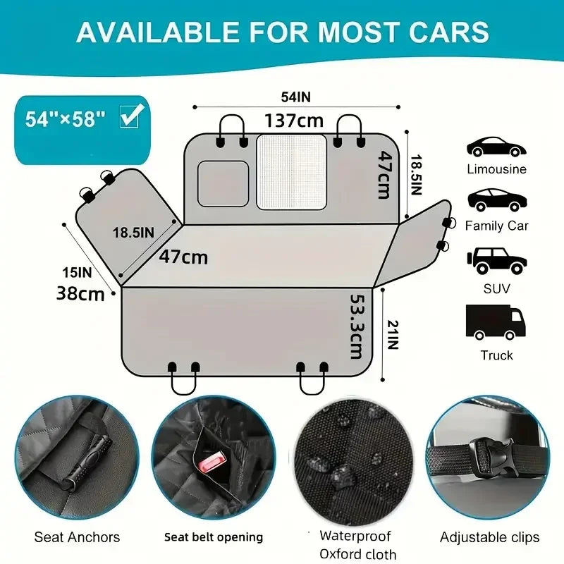 Durable Car Seat Cover for Pets 100% Waterproof, Scratch Proof and Nonslip