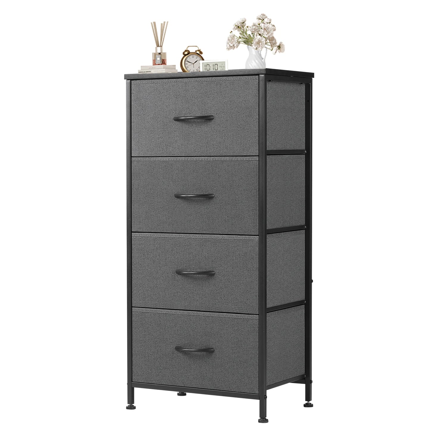 4 Fabric Draws Storage Cabinet, Steel Frame Assembly Furniture