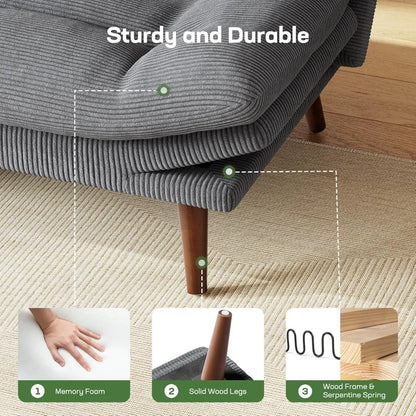 Futon Sofa Bed with Adjustable Backrest & Armrests