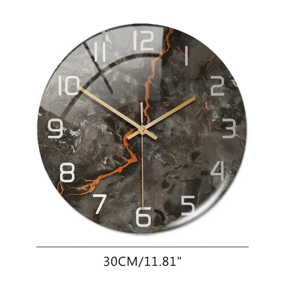 Luxury 3D Acrylic Marble Pattern Wall Adhesive Clock Metal Needles