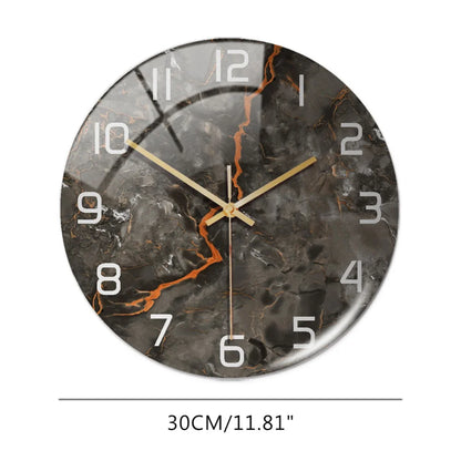 Luxury 3D Acrylic Marble Pattern Wall Adhesive Clock Metal Needles