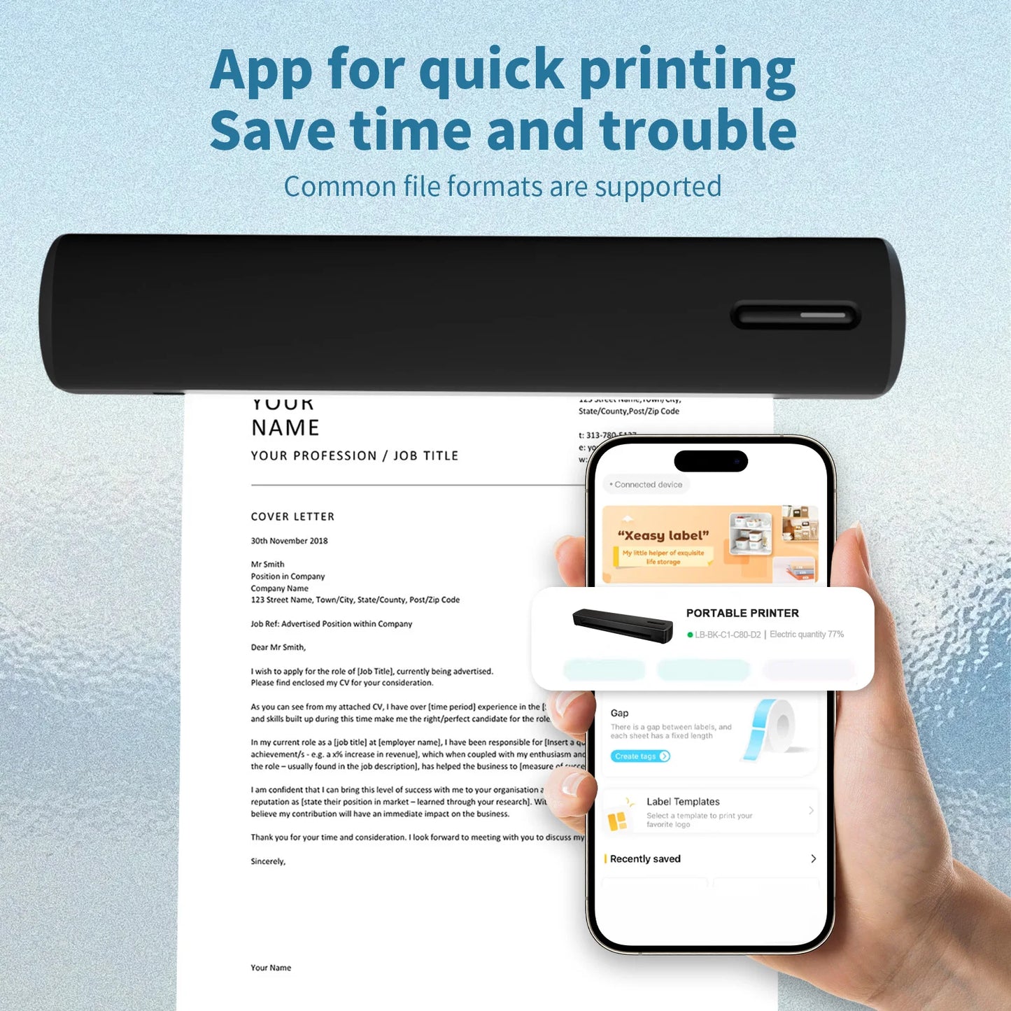 Portable Printer Thermal Wireless Compatible Android /Windows/Mac/IOS