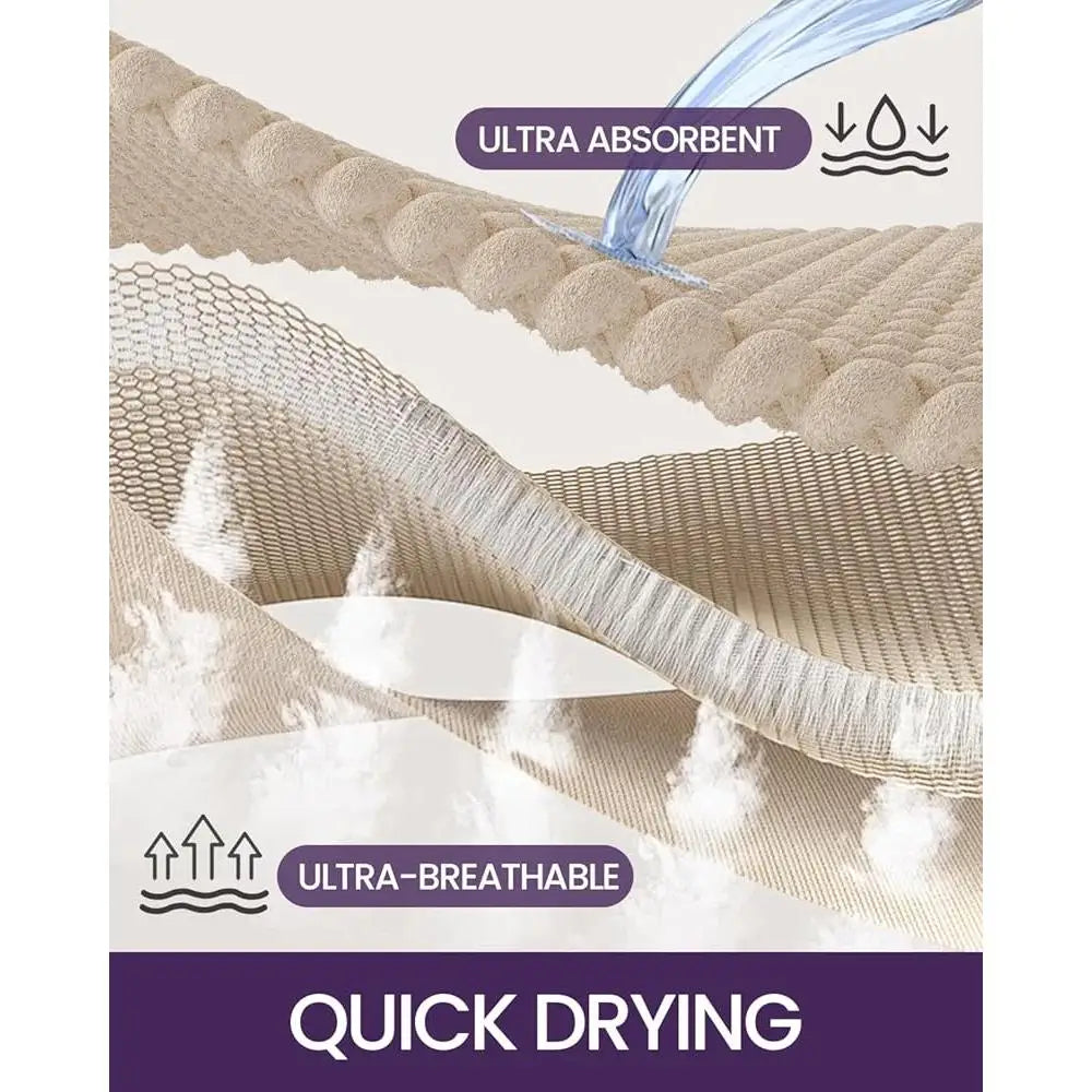 Plush Super Absorbent Chenille Bathroom Rug/ Non Slip