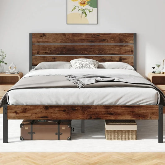 Metal Bed Frame with Headboard, Footboard, No Box Spring Needed | Easy Assembly