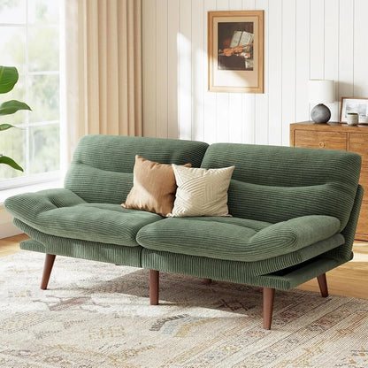 Futon Sofa Bed with Adjustable Backrest & Armrests