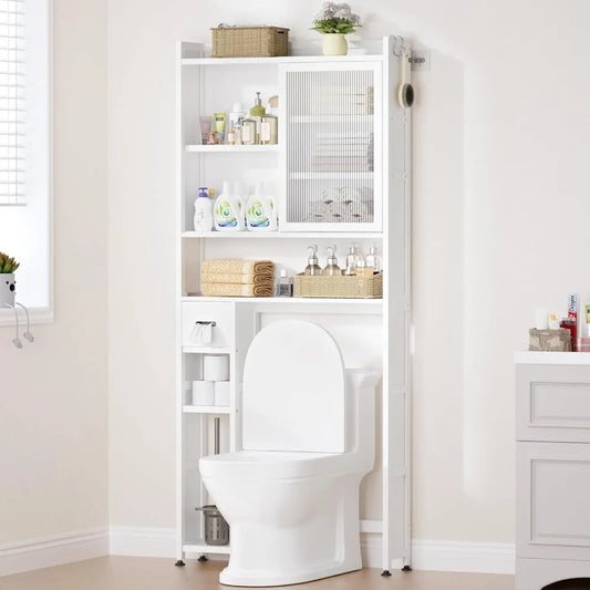 Over The Toilet Cabinet with Acrylic Door Panel and Space Saver Shelf