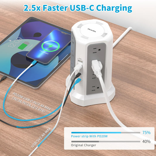 US 4-layer 3m extension tower plug-in board with PD fast charging