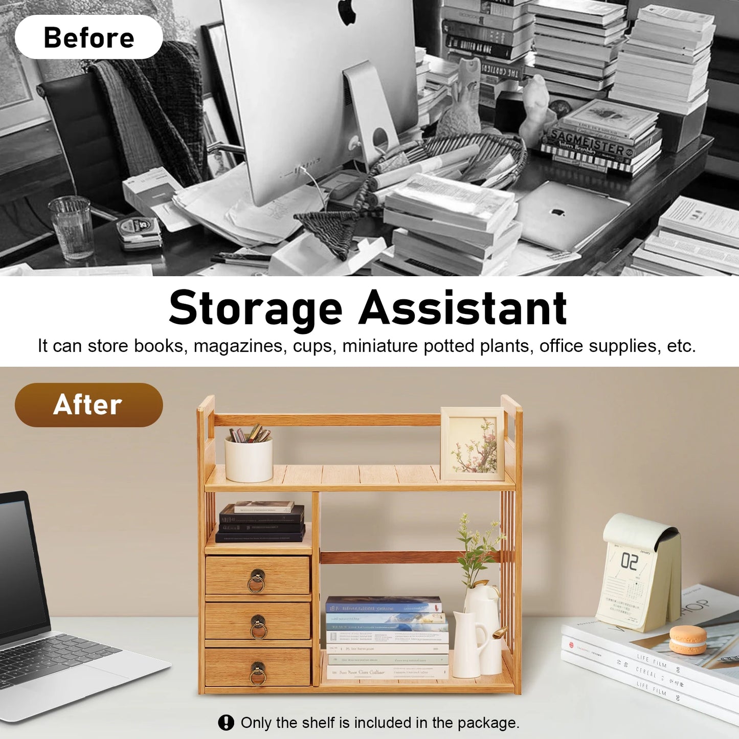Desktop Organizer Wood with Drawers