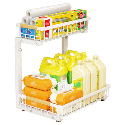 Carbon steel 2-Tier Pull Out Under Sink Storage Shelf