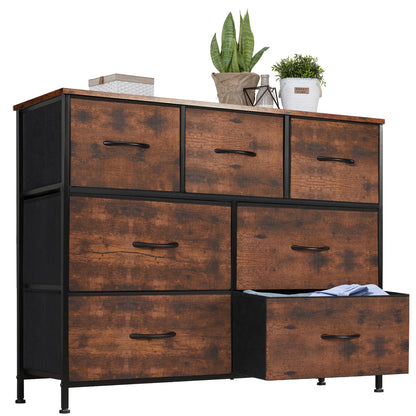 Dresser With 7 Fabric Drawers for Storage