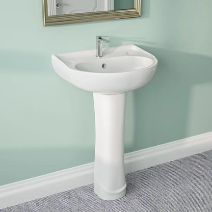 Modern U-Shape White Ceramic Pedestal Sink