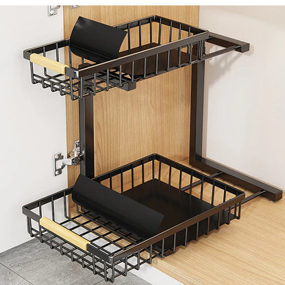 Carbon steel 2-Tier Pull Out Under Sink Storage Shelf