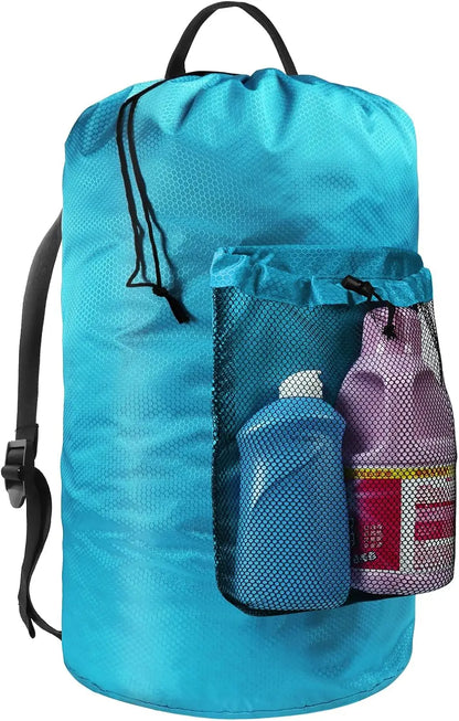 Laundry Bag/Backpack with Shoulder Straps and Mesh Pockett,