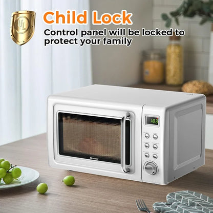0.7 Cu.ft Compact Microwave Oven, Digital Timing & Delayed Start Function, 700W (White)