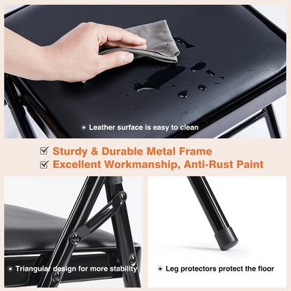 Padded Folding Chair 4 Pack Sturdy Metal Living Room Rocking Dinner Chairs Easy to Use Storage Outdoor Home Office
