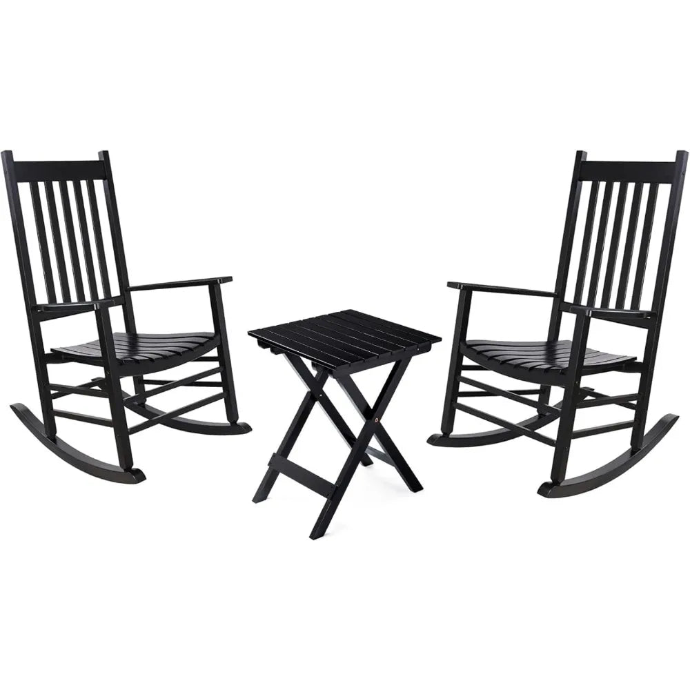 2 Wooden Rocking Chair Set with Side Table