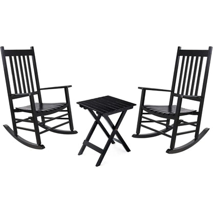 2 Wooden Rocking Chair Set with Side Table