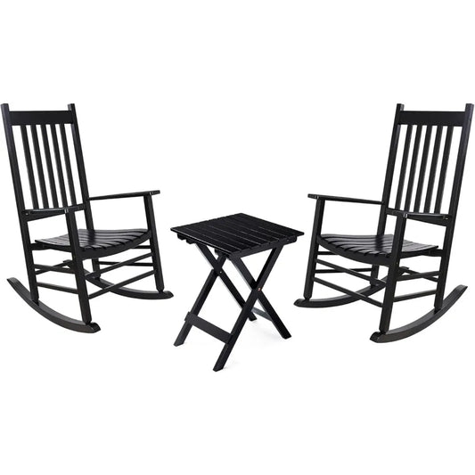 2 Wooden Rocking Chair Set with Side Table