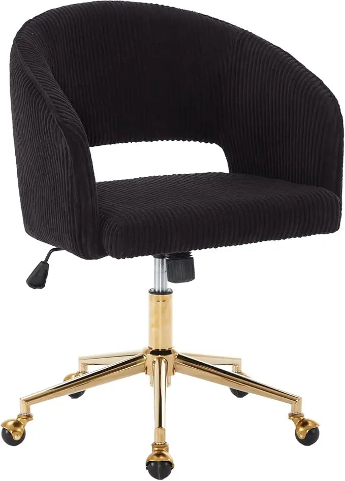 Gold Base Home Office Chair with Swivel and Velvet material