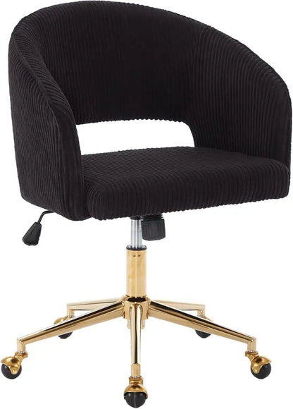 Gold Base Home Office Chair with Swivel and Velvet material