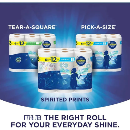 Paper Towels, Spirited Prints, 6 Double Rolls = 12 Regular Rolls