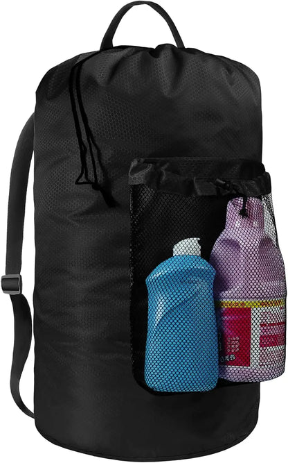 Laundry Bag/Backpack with Shoulder Straps and Mesh Pockett,