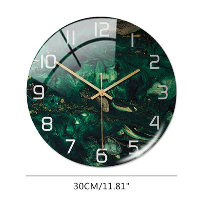 Luxury 3D Acrylic Marble Pattern Wall Adhesive Clock Metal Needles