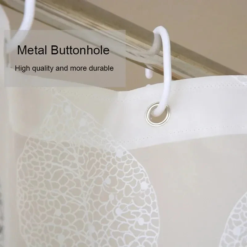 Leaf Pattern Shower Curtain Waterproof  With Rustproof Hooks