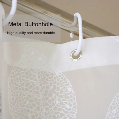 Leaf Pattern Shower Curtain Waterproof  With Rustproof Hooks