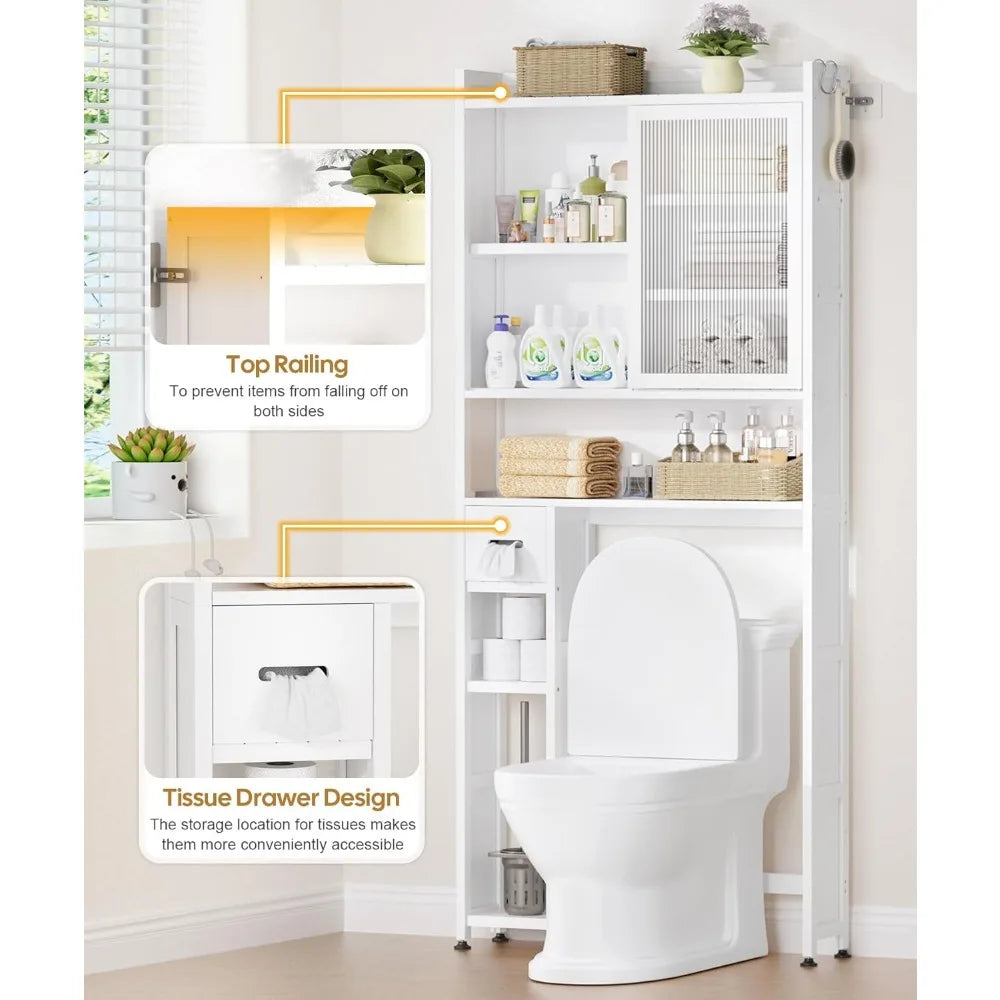 Over The Toilet Cabinet with Acrylic Door Panel and Space Saver Shelf