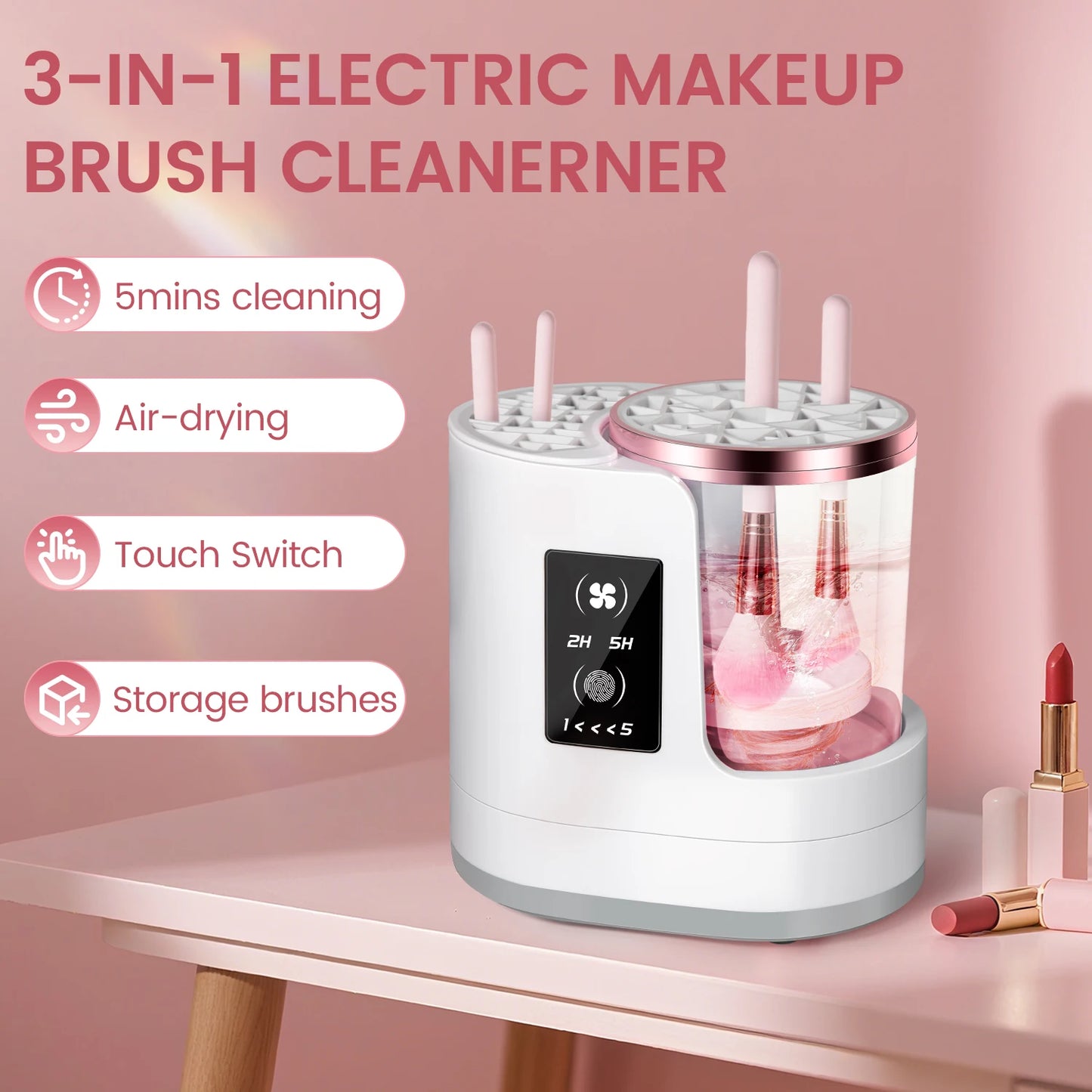 3 IN 1 Electric Cosmetic Brush Cleaner Machine With Dryer