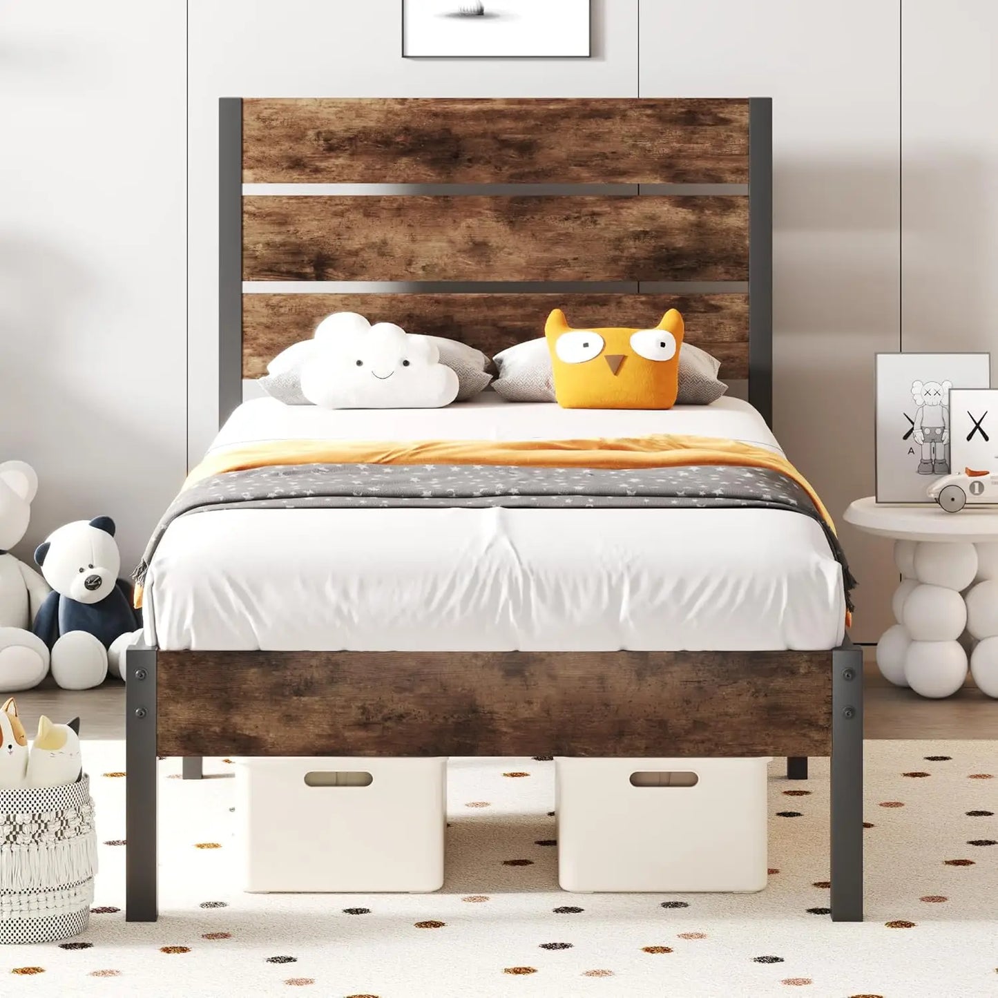 Metal Bed Frame with Headboard, Footboard, No Box Spring Needed | Easy Assembly