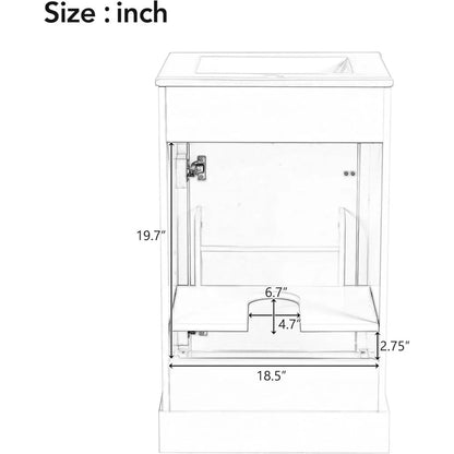 20-inch Solid Wood Vanity Set with Ceramic Sink, Free Standing Cabinet