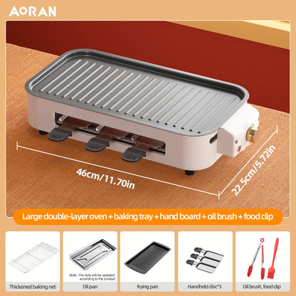 Electric Smoke-free Indoor Barbecue Grill, Adjustable Temperature, Non-Stick