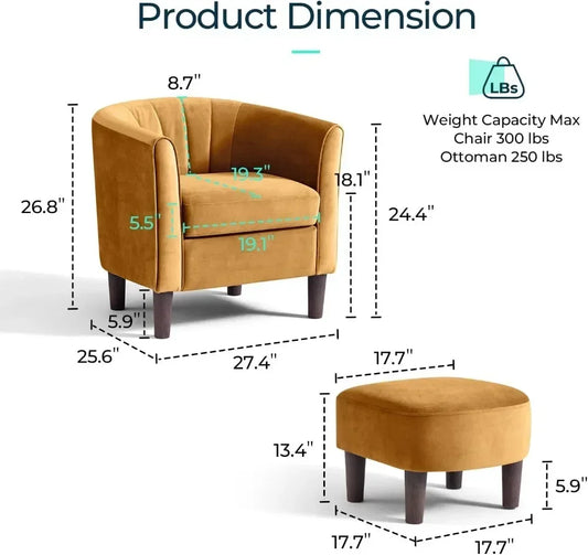 Modern Velvet Accent Barrel Armchair