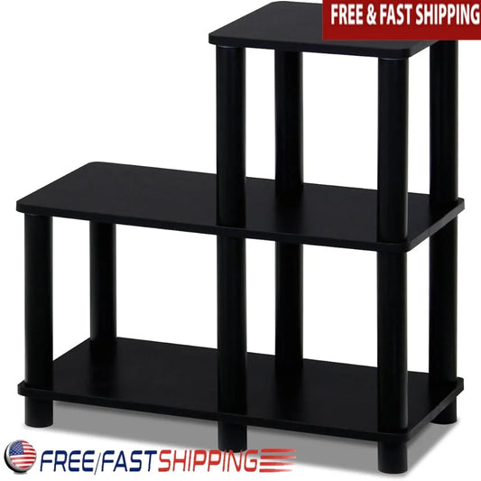 3-Tier Decorative Shelf Heavy Duty Composite Wood PVC Tubes Easy Assembly