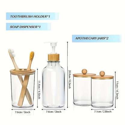 4pcs Bamboo Bathroom Accessories Set