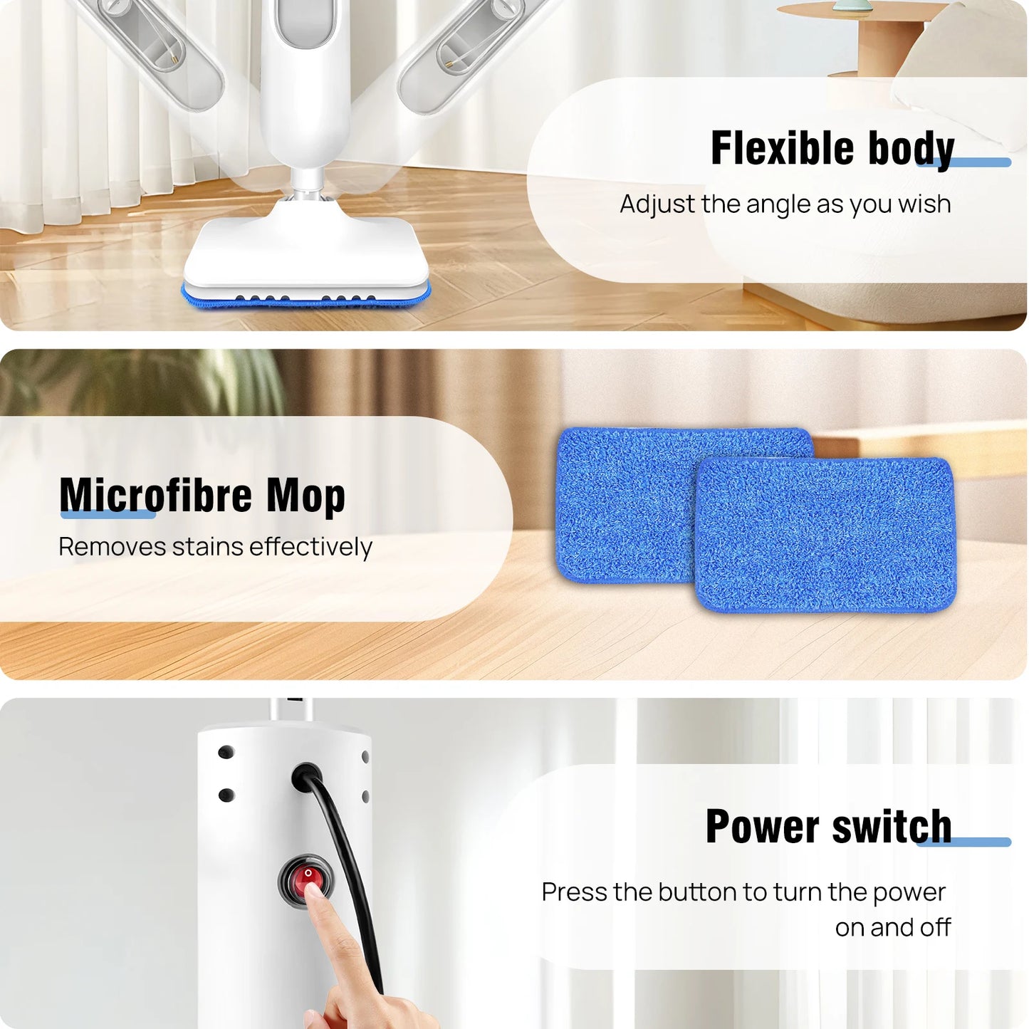 Electric Steam Mop with Rotatable Head /Water Tank