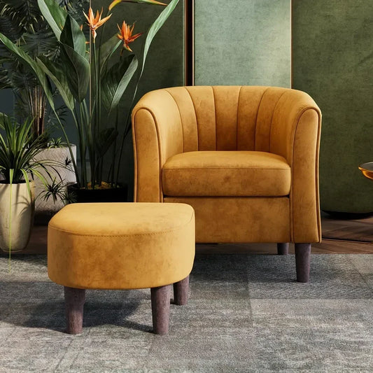 Modern Velvet Accent Barrel Armchair