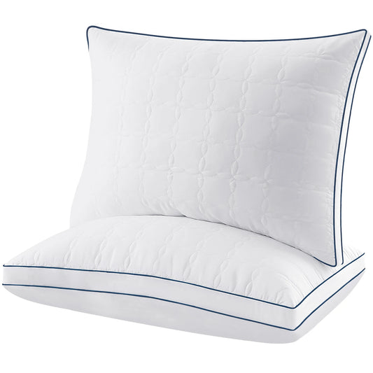 2 Pack Bed Pillows - Standard/Queen Size, Down Alternative Fill, White