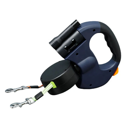 Dual Headed Pet Leash  360 Degree Swivel with LED Light And Retractable
