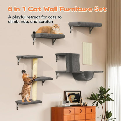 6 in 1 Pet Wall Furniture Set, Stable & Safe