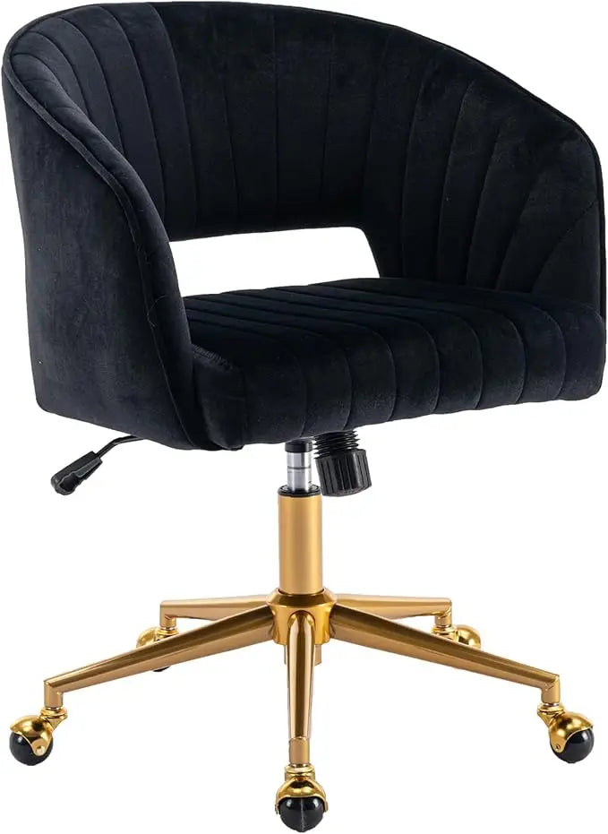 Gold Base Home Office Chair with Swivel and Velvet material